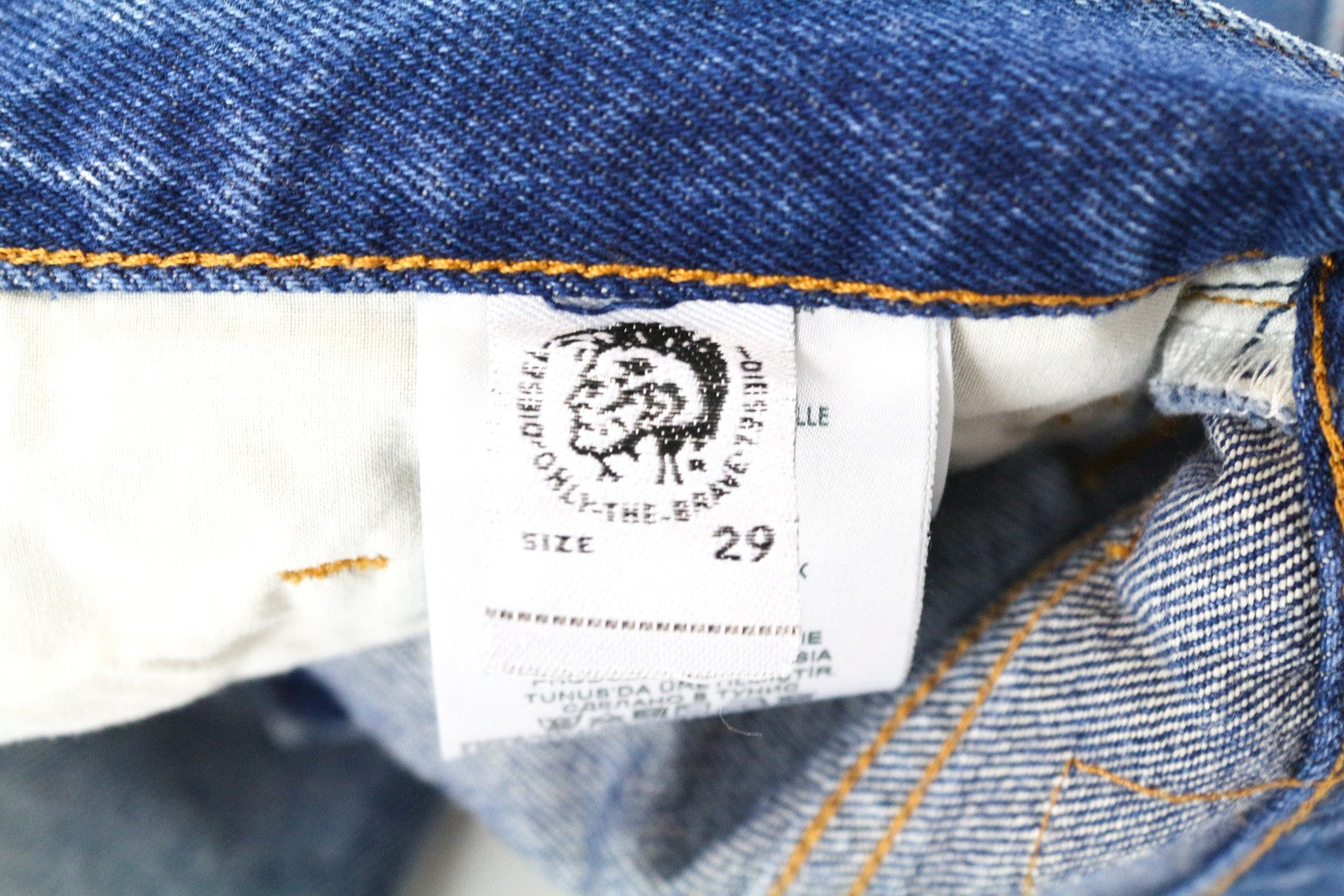 DIESEL D-Aygle 0076Y vyriški siaurėjantys mėlyni džinsai W29 L32 skalbto džinso grynos medvilnės 