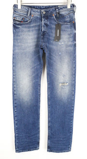 DIESEL Iakop R8Q1A vyriški plėšyti mėlyni džinsai W28 L32 Slim siaurėjantys medvilniniai tamprūs džinsai 