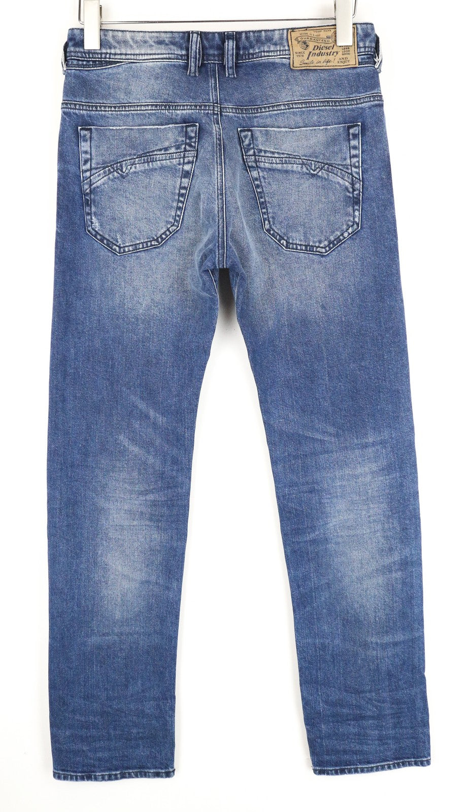 DIESEL Iakop R8Q1A vyriški plėšyti mėlyni džinsai W28 L32 Slim siaurėjantys medvilniniai tamprūs džinsai 