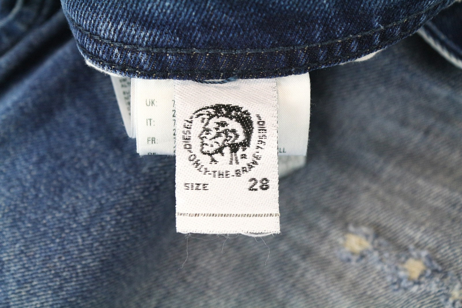 DIESEL Iakop R8Q1A vyriški plėšyti mėlyni džinsai W28 L32 Slim siaurėjantys medvilniniai tamprūs džinsai 