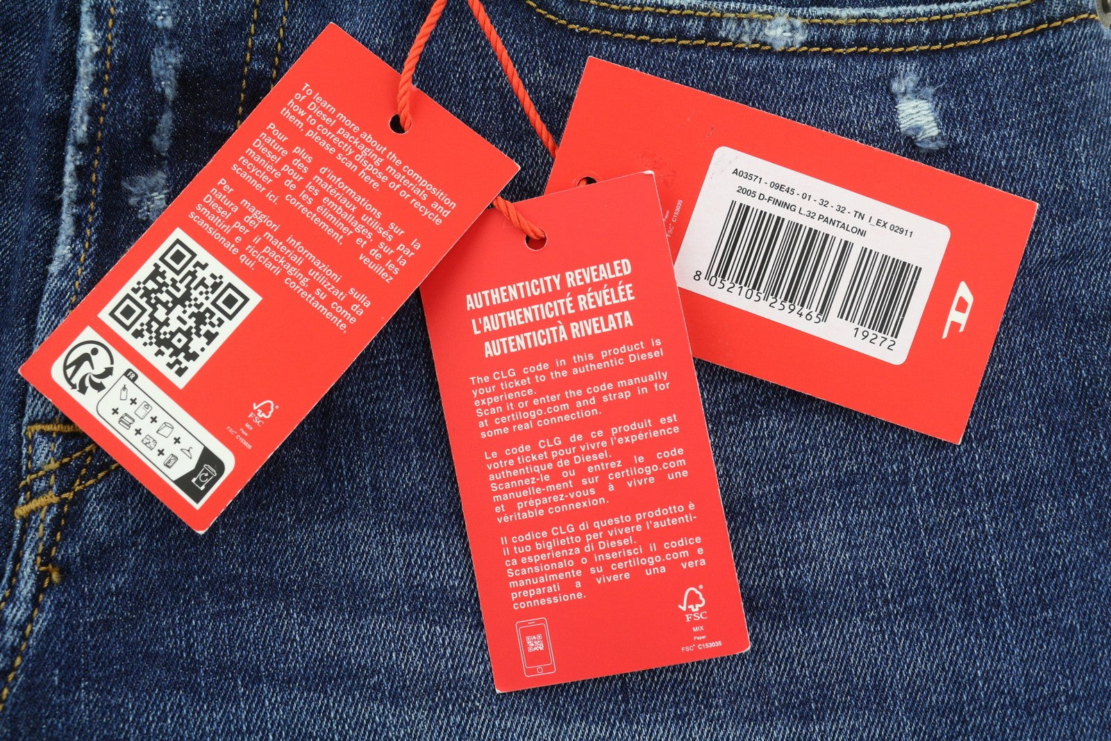 DIESEL 2005 D-Fining 09E45 vyriški džinsai W28/L32 skalbtos mėlynos spalvos, dirbtinės odos, rekomenduojama mažmeninė kaina – 175 € 