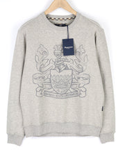 AQUASCUTUM FGIA28 vyriškas džemperis M pilkas melanžas apvali kaklo iškirpte ilgomis rankovėmis 