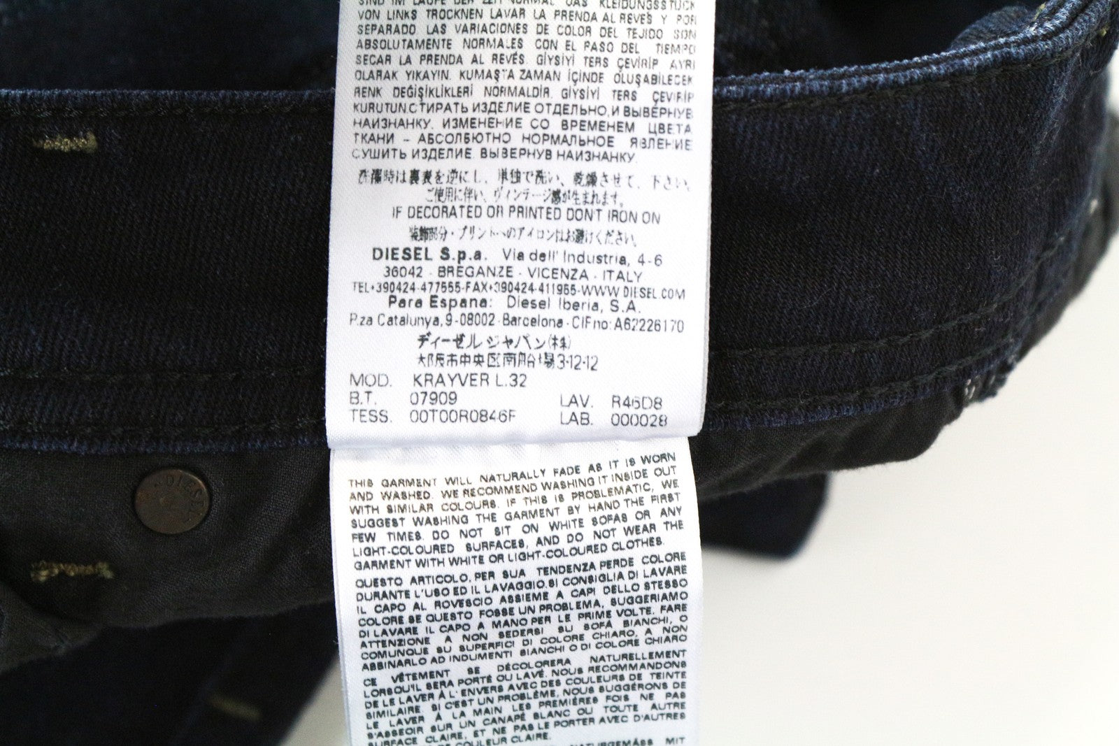 DIESEL Krayver R46D8 Slim Carrot Fit vyriški džinsai mėlyni W28 L32 tamprūs medvilniniai džinsai 