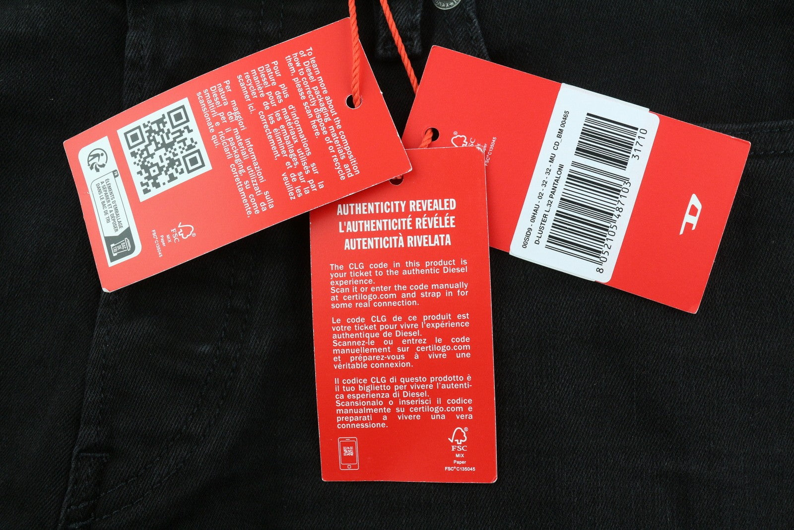 DIESEL D-Luster 0IHAU vyriški džinsai W32/L32 Slim Fit, sagomis susagstyti, skalbti juodi. 