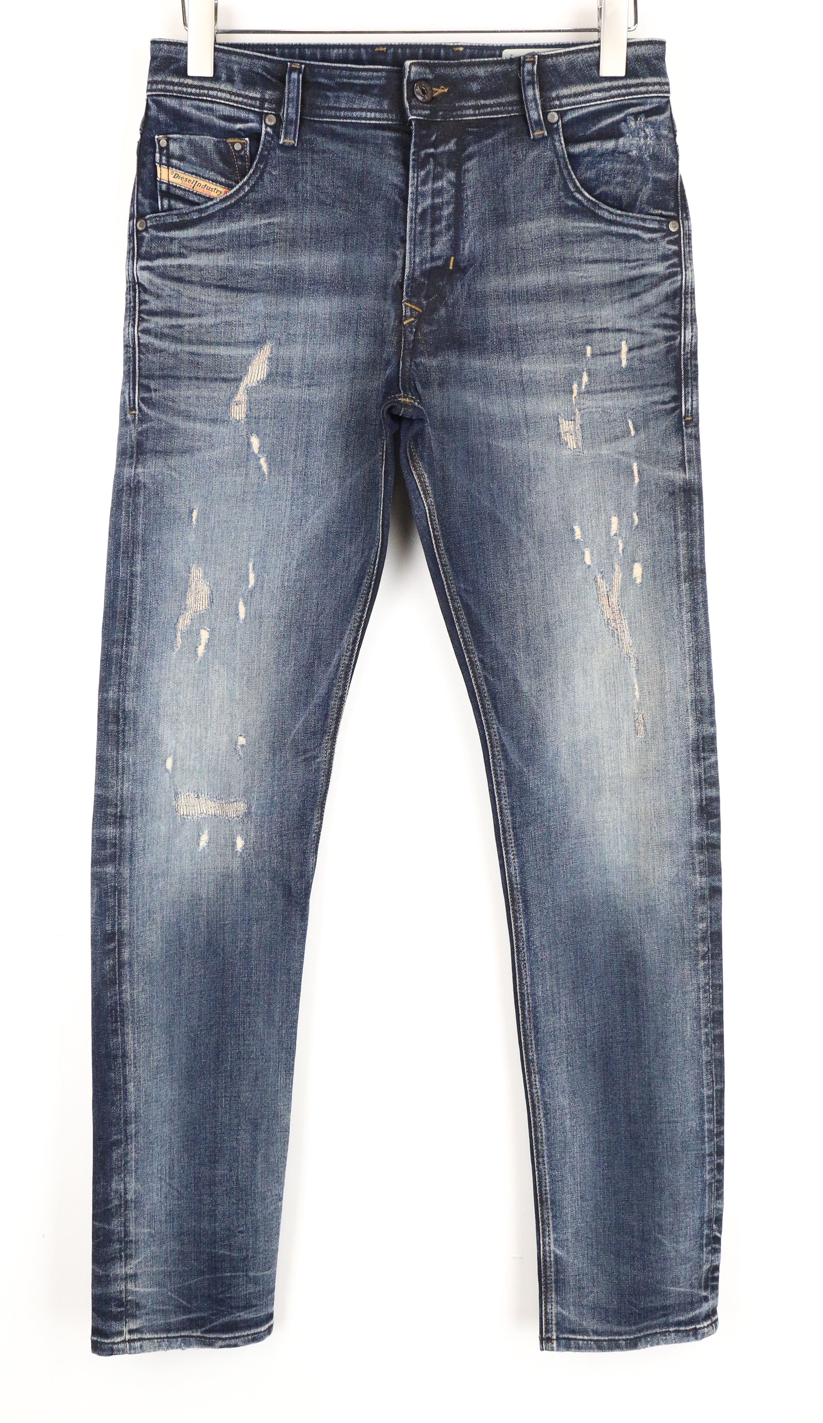 DIESEL Krayver R18V4 Ripped Slim Carrot Fit Men's Jeans W28 L32 Cotton Blue