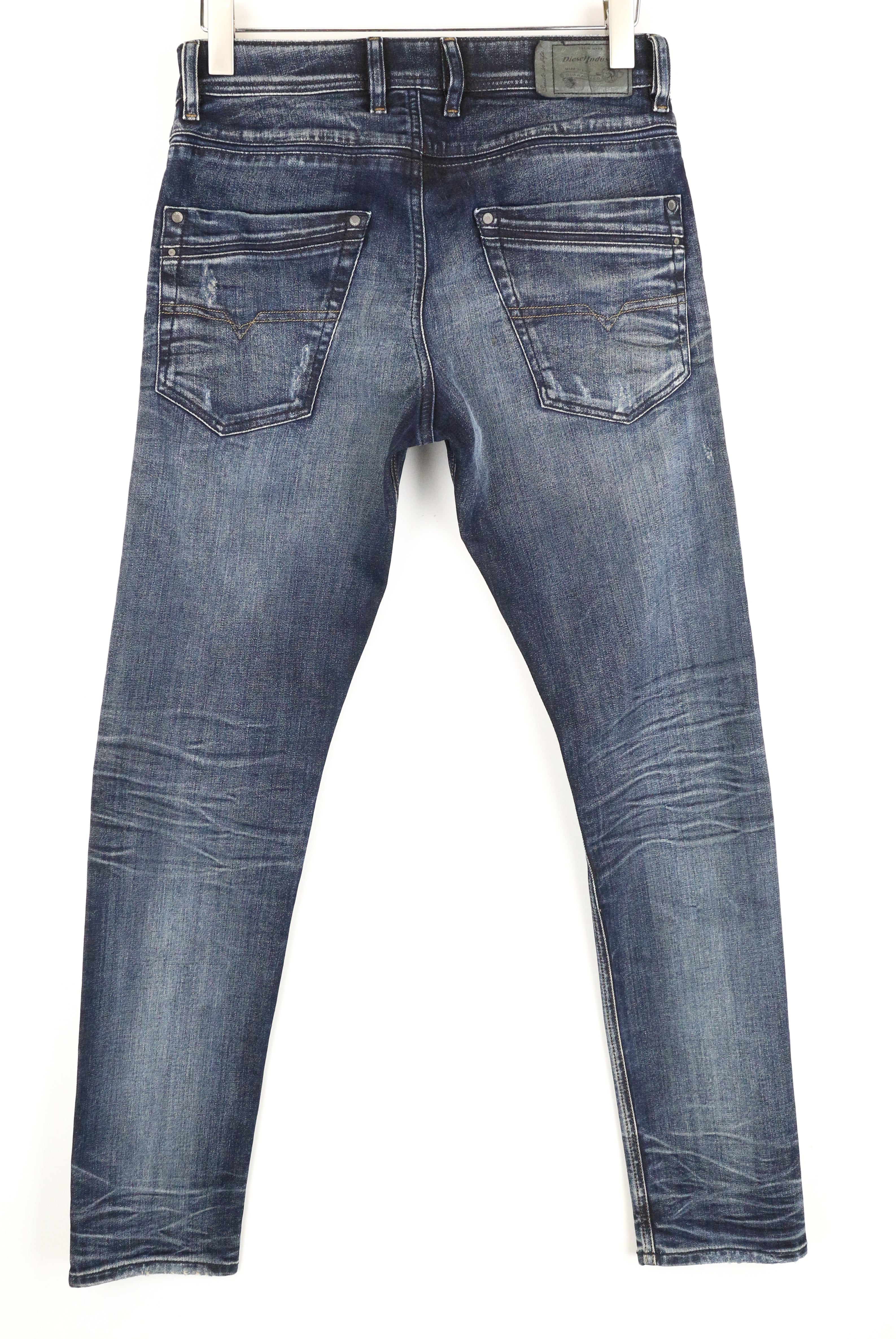 DIESEL Krayver R18V4 Ripped Slim Carrot Fit Men's Jeans W28 L32 Cotton Blue