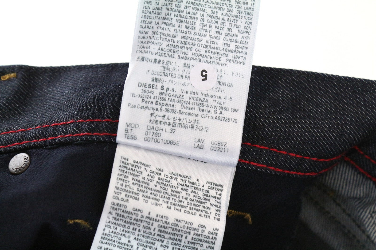 DIESEL Dagh 0088Z vyriški mėlyni džinsai W29 L32 tiesaus kirpimo, 5 kišenių, medvilninis džinsas 
