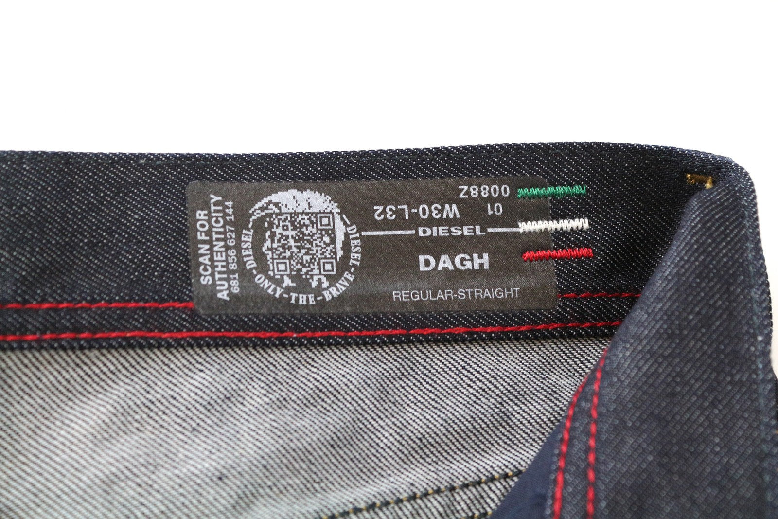 DIESEL Dagh 0088Z vyriški mėlyni medvilniniai tiesaus kirpimo džinsai W30 L32 su 5 kišenėmis 