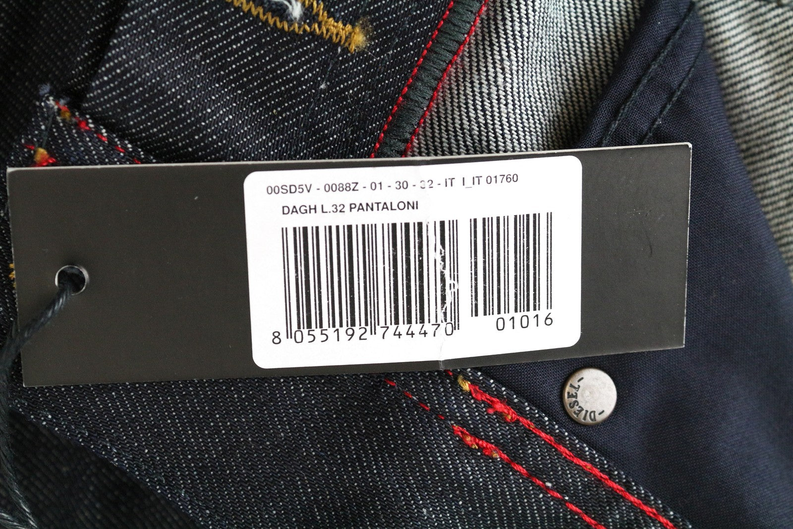 DIESEL Dagh 0088Z vyriški mėlyni medvilniniai tiesaus kirpimo džinsai W30 L32 su 5 kišenėmis 