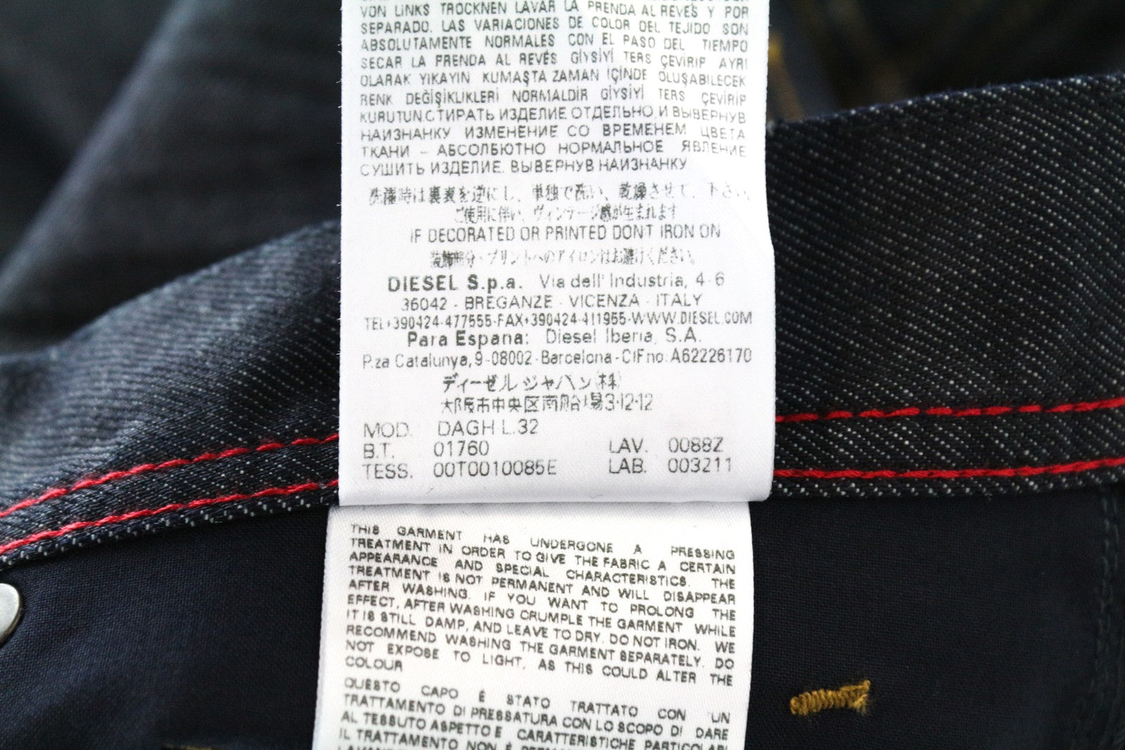 DIESEL Dagh 0088Z vyriški mėlyni medvilniniai tiesaus kirpimo džinsai W30 L32 su 5 kišenėmis 