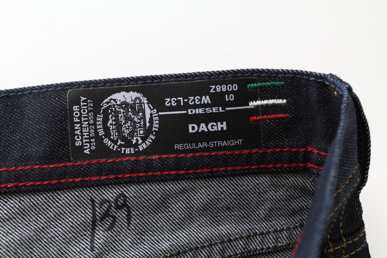 DIESEL Dagh 0088Z Straight Cut W32 L32 Men's Jeans Pure Cotton Blue 5-Pocket