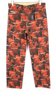 DIESEL D-Macs-SY1 069KR vyriški raudoni medvilniniai tiesūs džinsai W32 L32 5 kišenių raštu 