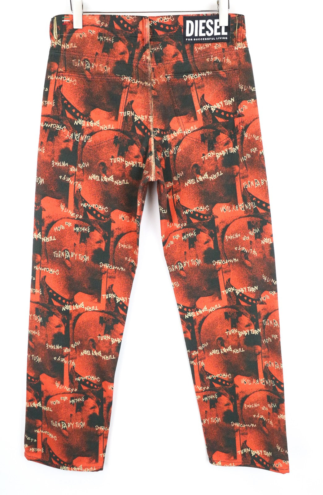 DIESEL D-Macs-SY1 069KR vyriški raudoni medvilniniai tiesūs džinsai W32 L32 5 kišenių raštu 