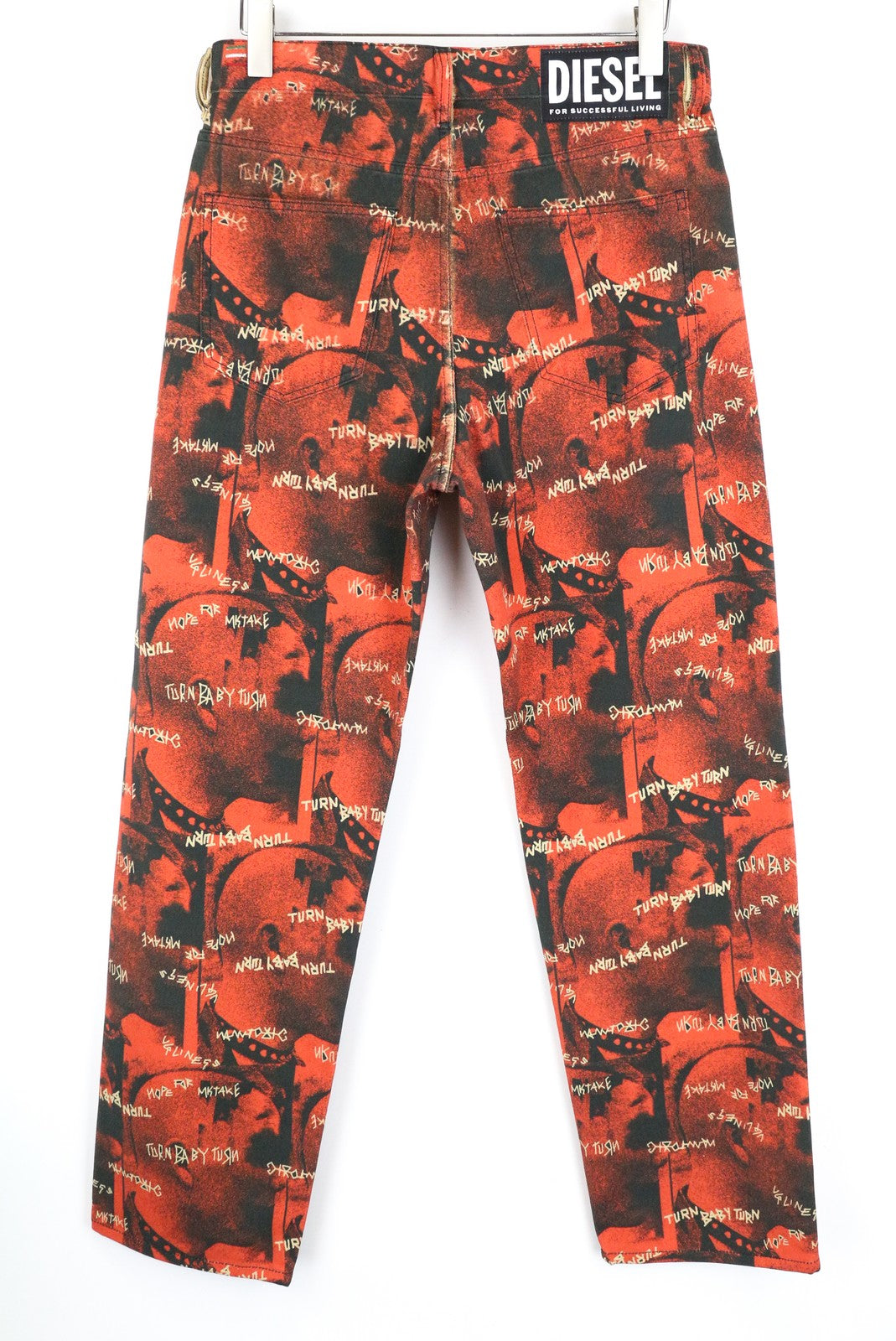 DIESEL D-Macs-SY1 069KR vyriški tiesūs džinsai, raudoni W32 L32 medvilniniai su kišenėmis 