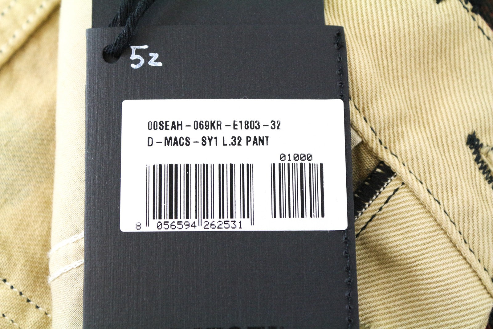 DIESEL D-Macs-SY1 069KR vyriški tiesūs džinsai, raudoni W32 L32 medvilniniai su kišenėmis 