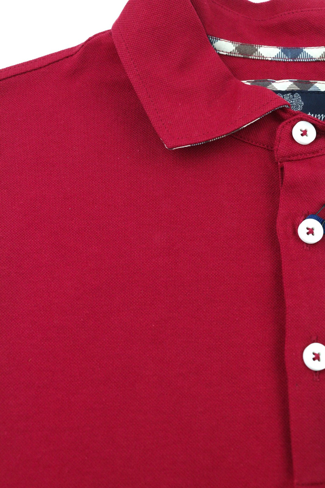 AQUASCUTUM Mens T-Shirt M Red Polo Short Sleeve 1/4 Buttons  All Seasons