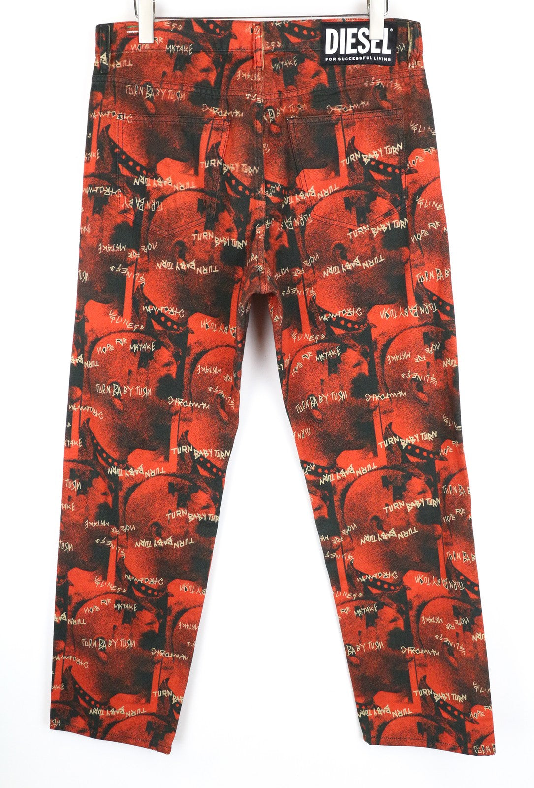 DIESEL D-Macs-SY1 069KR tiesaus kirpimo vyriški džinsai W34 L32 raudoni medvilniniai raštuoti džinsai 