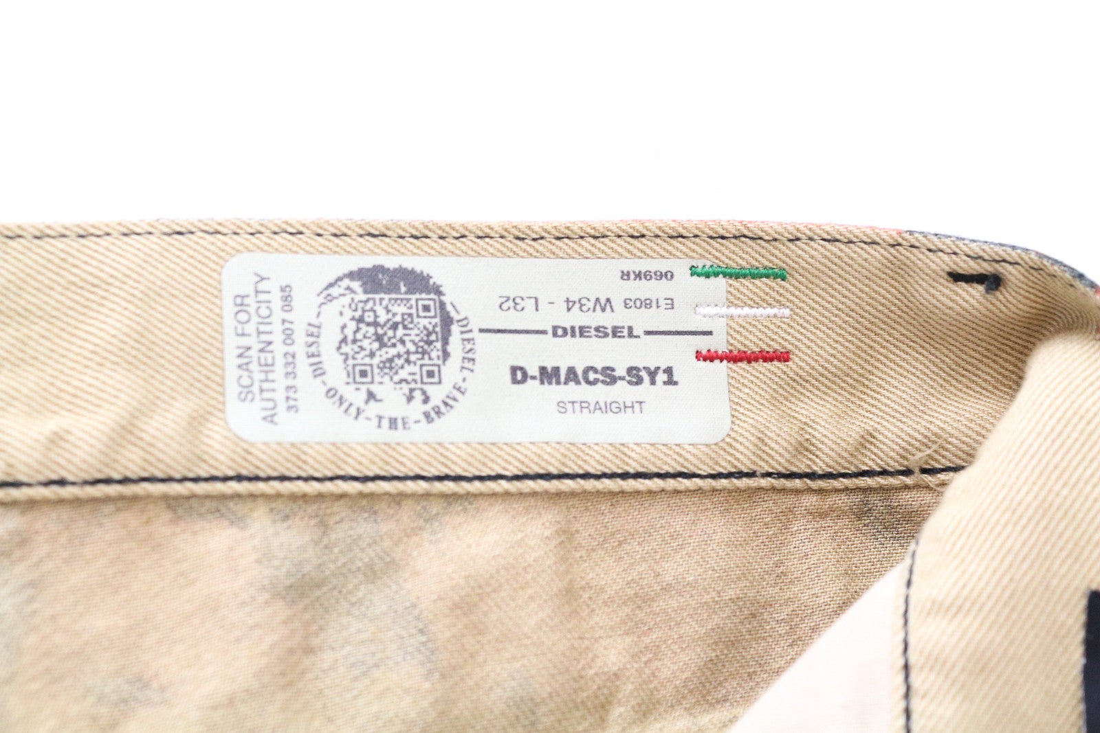 DIESEL D-Macs-SY1 069KR tiesaus kirpimo vyriški džinsai W34 L32 raudoni medvilniniai raštuoti džinsai 