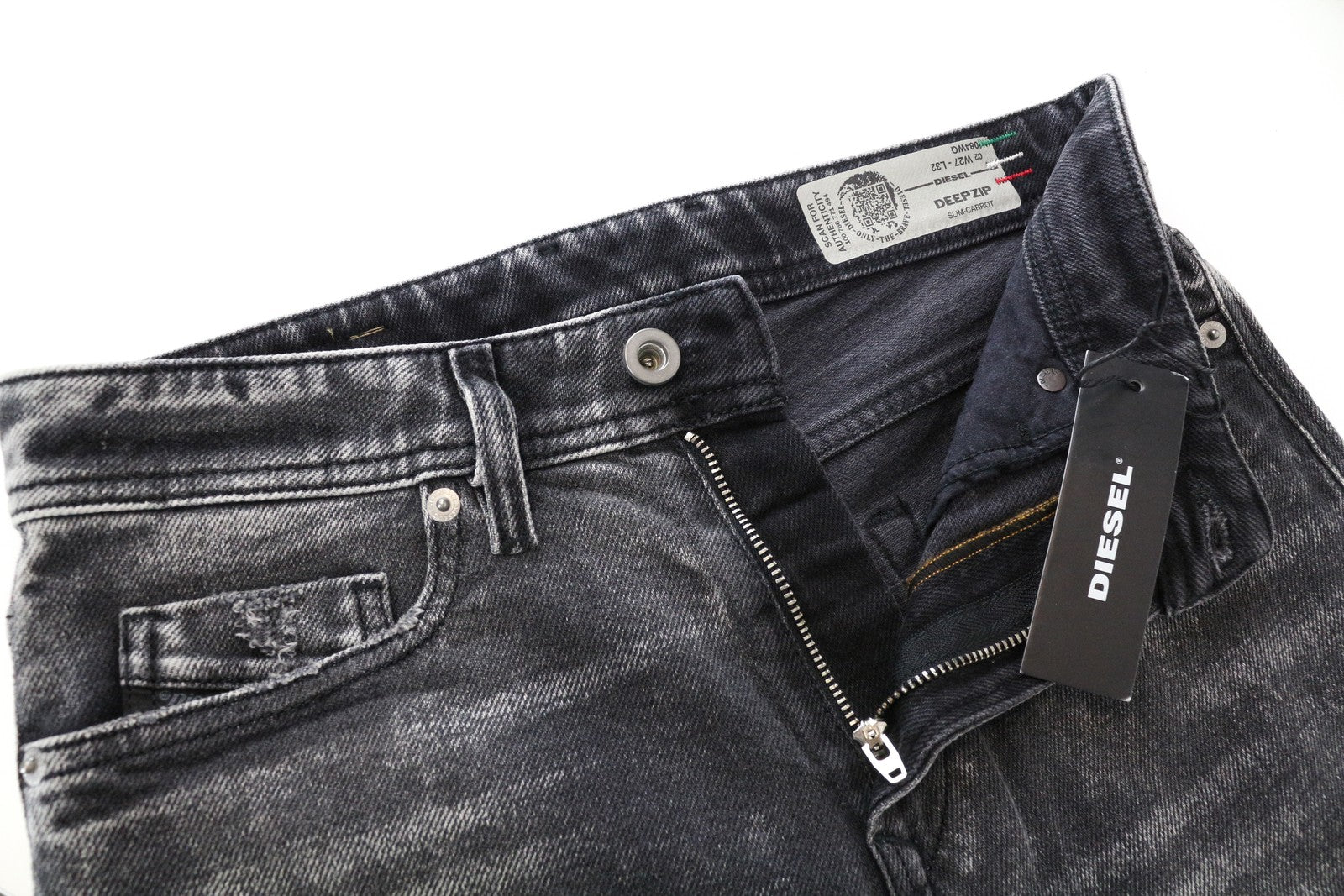 DIESEL Deepzip 084WQ Slim Carrot Fit Men's Jeans Grey W27 L32 Stretch Cotton