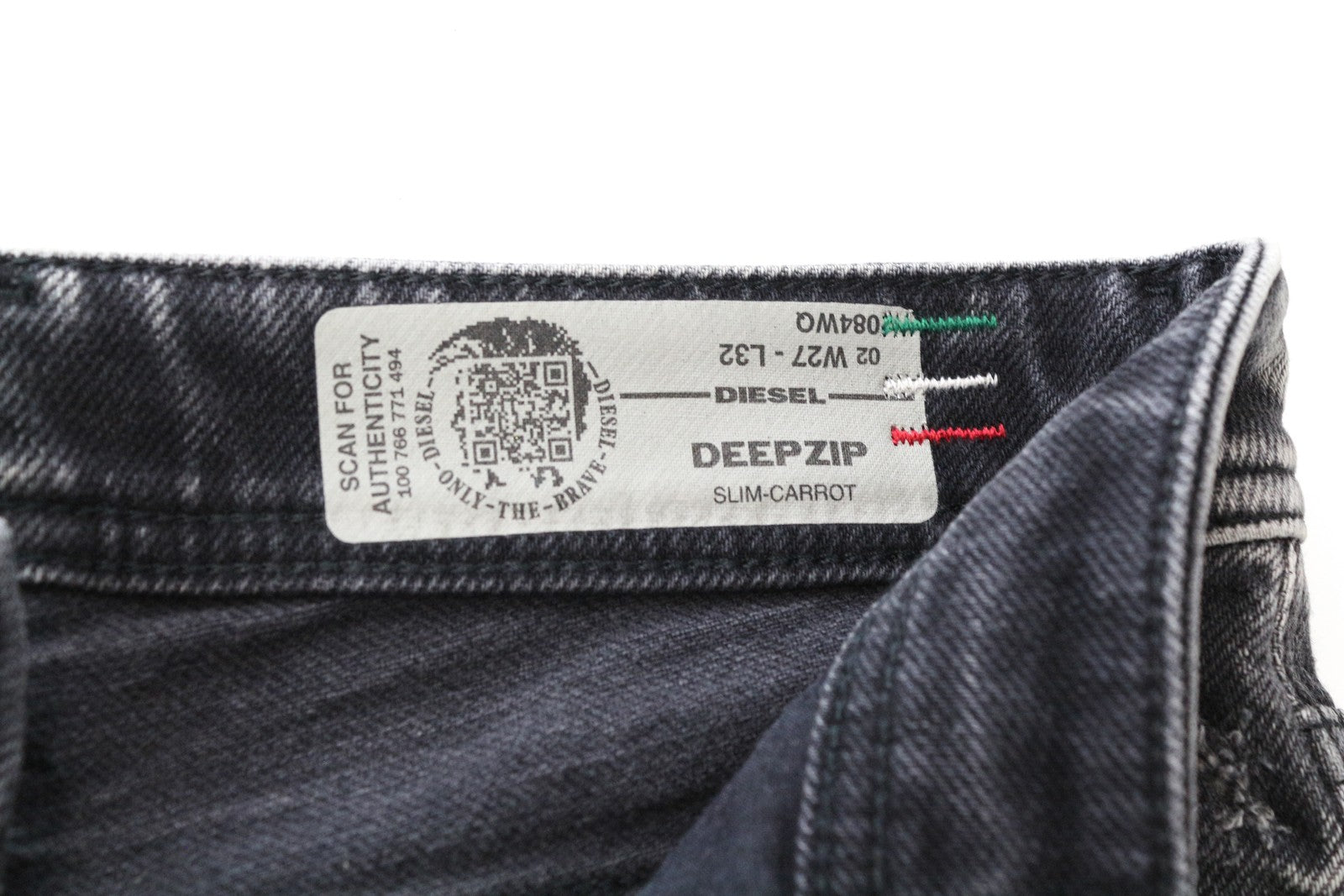DIESEL Deepzip 084WQ Slim Carrot Fit Men's Jeans Grey W27 L32 Stretch Cotton