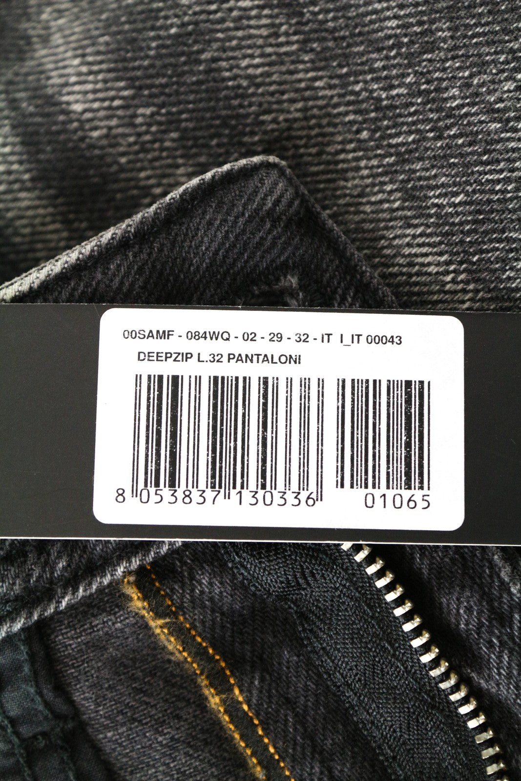 DIESEL Deepzip 084WQ W29 L32 vyriški ploni morkų stiliaus džinsai iš skalbtos pilkos medvilnės, tamprios medžiagos 
