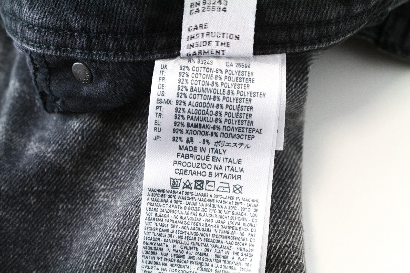 DIESEL Deepzip 084WQ W27 L32 vyriški pilki morkų spalvos, prigludusio kirpimo džinsai iš skalbtos medvilnės 