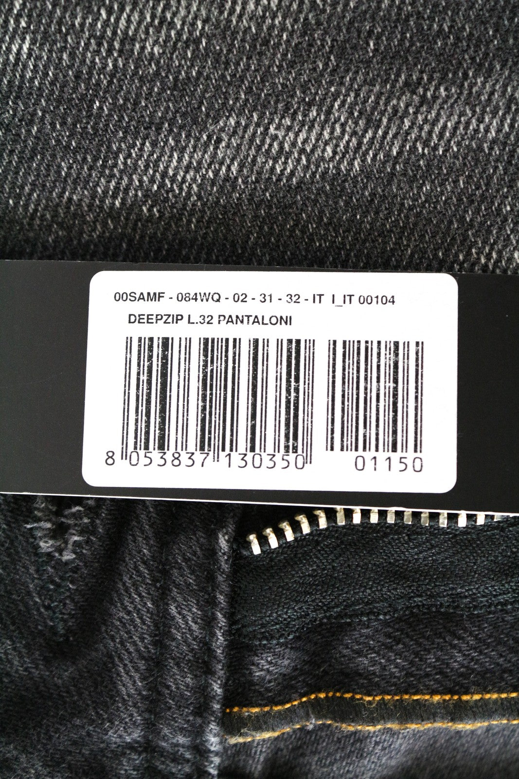 DIESEL Deepzip 084WQ vyriški ploni morkų stiliaus džinsai W31 L32 skalbtos pilkos medvilnės tamprės 