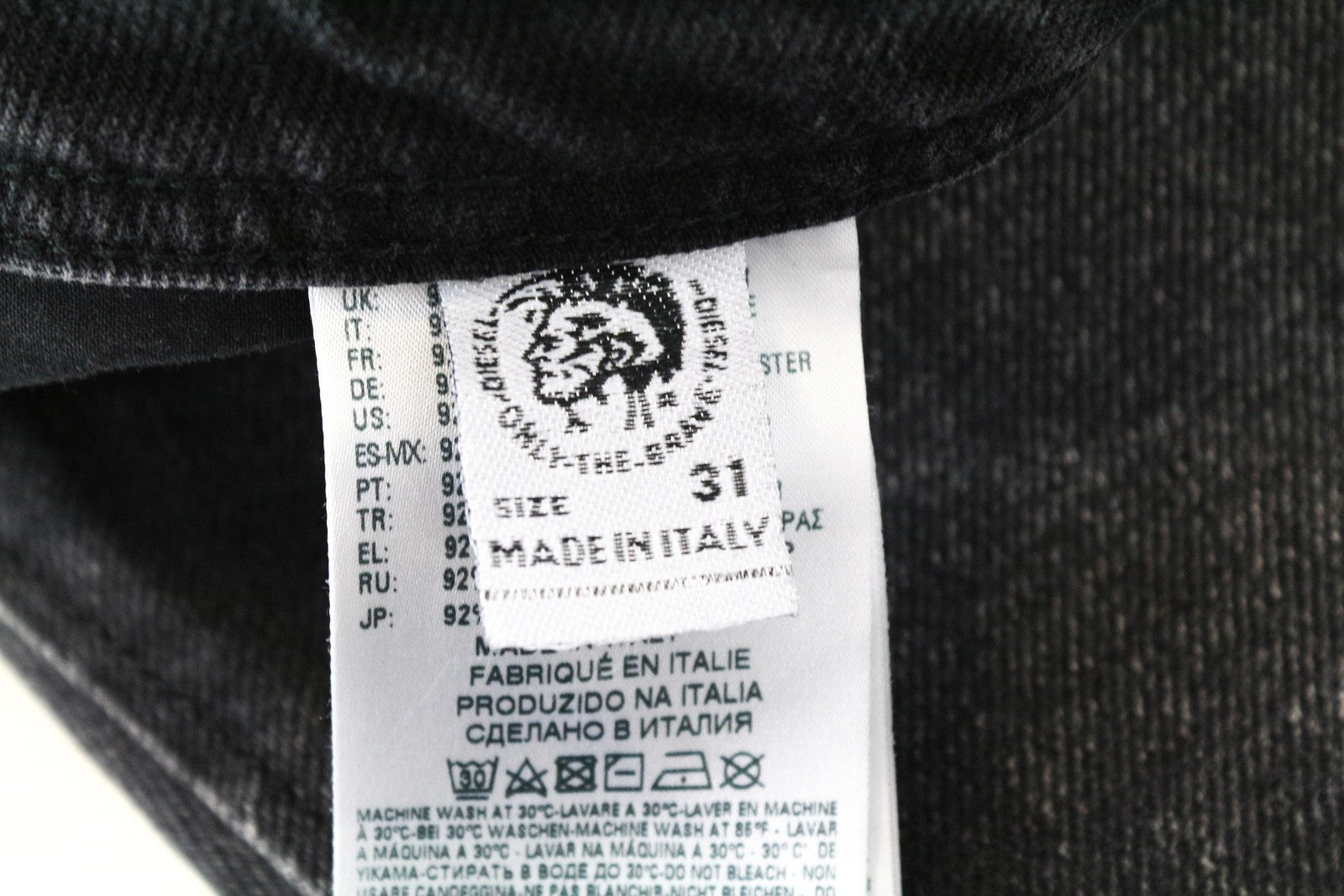 DIESEL Deepzip 084WQ vyriški ploni morkų stiliaus džinsai W31 L32 skalbtos pilkos medvilnės tamprės 