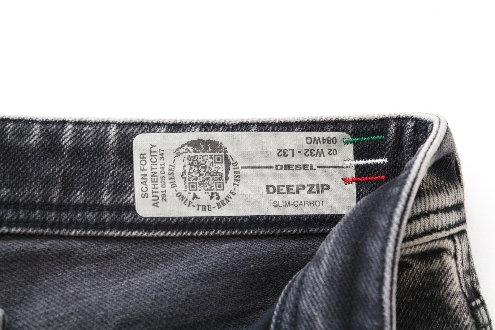 DIESEL Deepzip 084WQ pilki, ploni, morkų kirpimo džinsai, W32 L32, tamprūs medvilniniai džinsai vyrams 