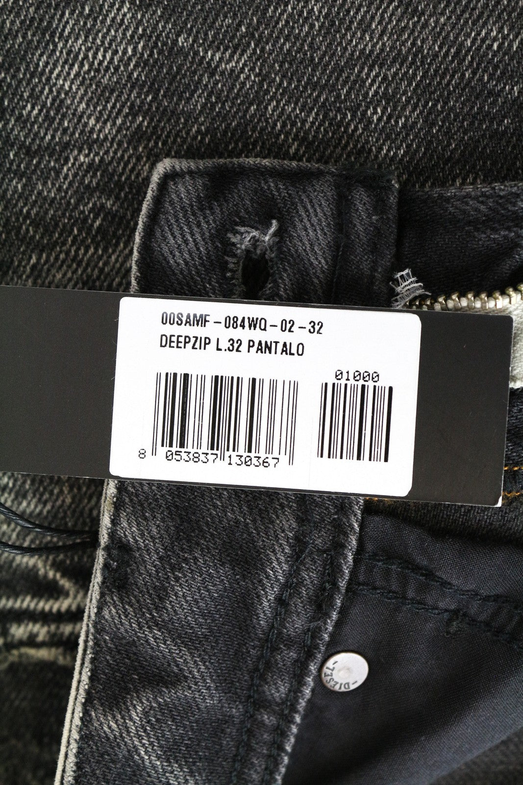 DIESEL Deepzip 084WQ pilki, ploni, morkų kirpimo džinsai, W32 L32, tamprūs medvilniniai džinsai vyrams 