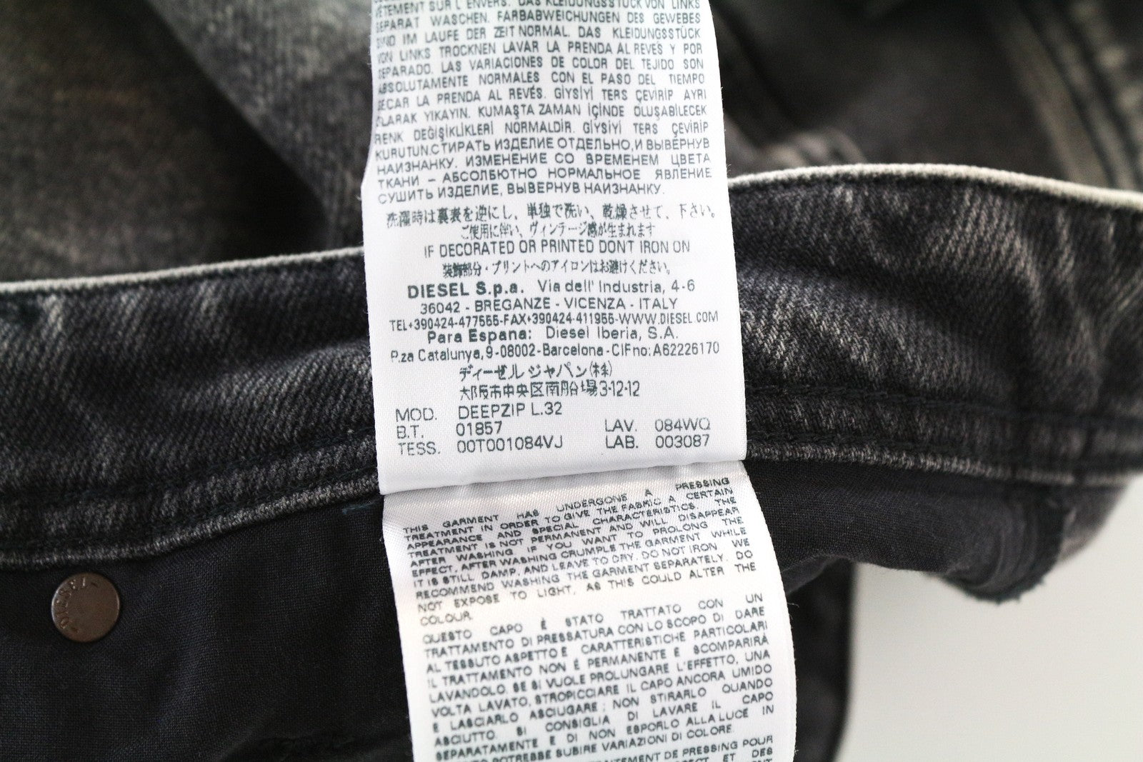 DIESEL Deepzip 084WQ pilki, ploni, morkų kirpimo džinsai, W32 L32, tamprūs medvilniniai džinsai vyrams 