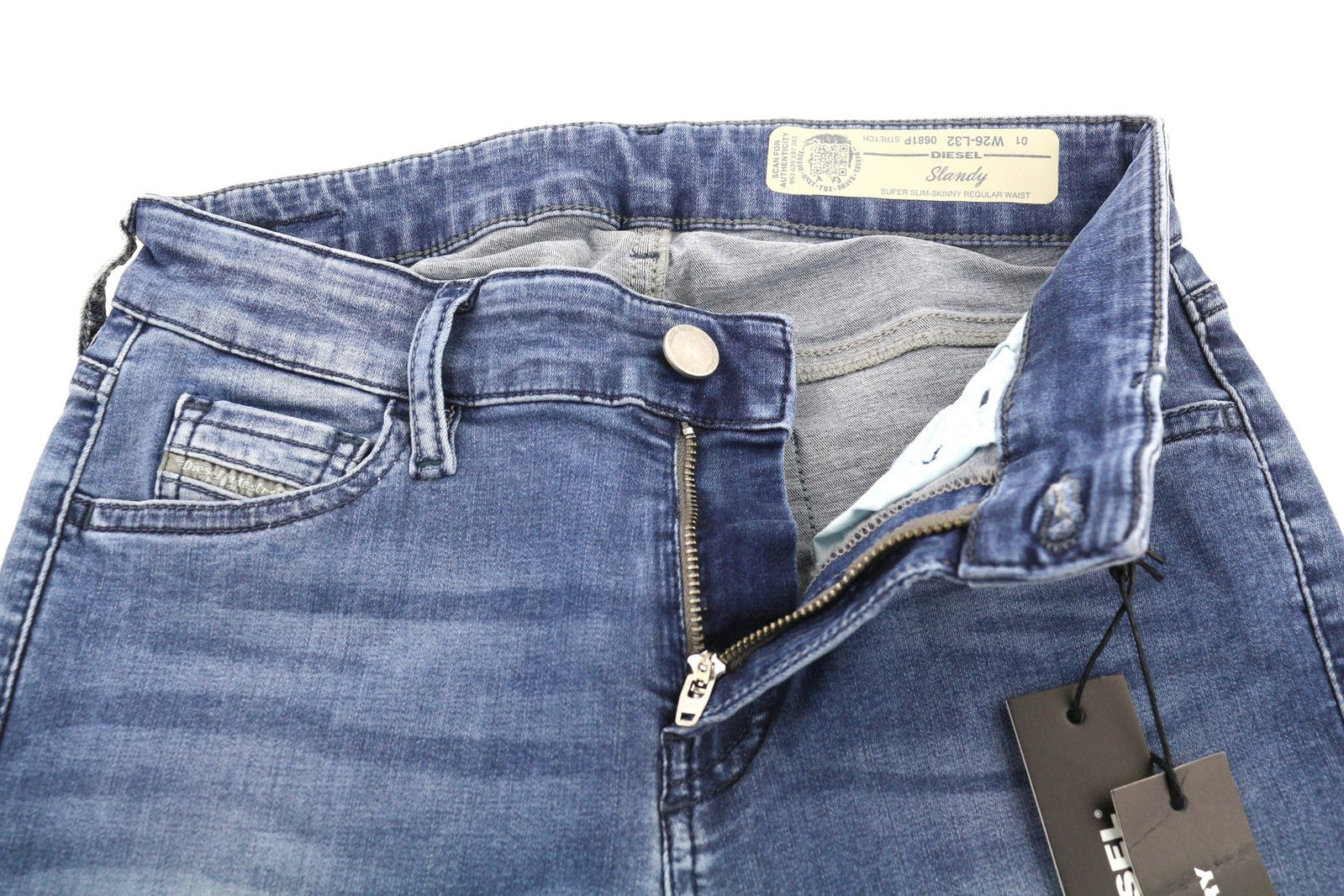 DIESEL Slandy 0681P Women Jeans W26/L32 Super Slim Skinny Fit Blue Stretch