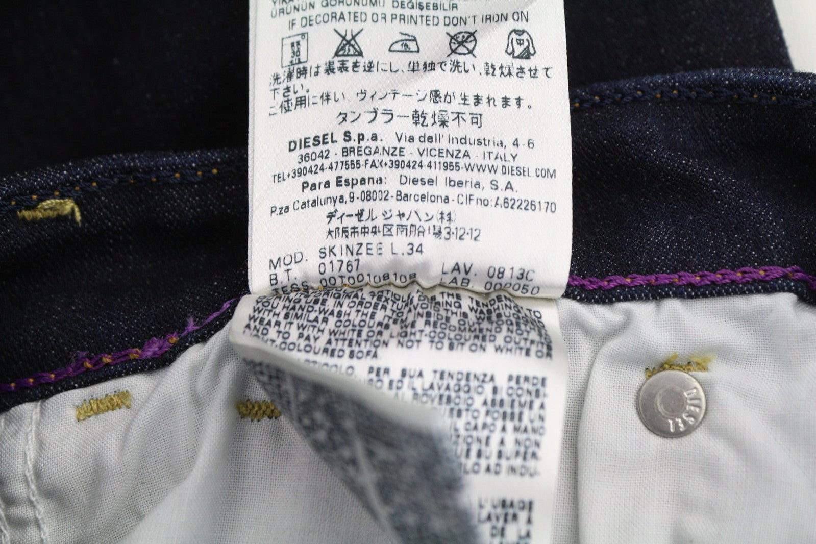 DIESEL Skinzee 0813C moteriški džinsai W26/L34 Super Slim Skinny tamsiai mėlyni, tamprūs 