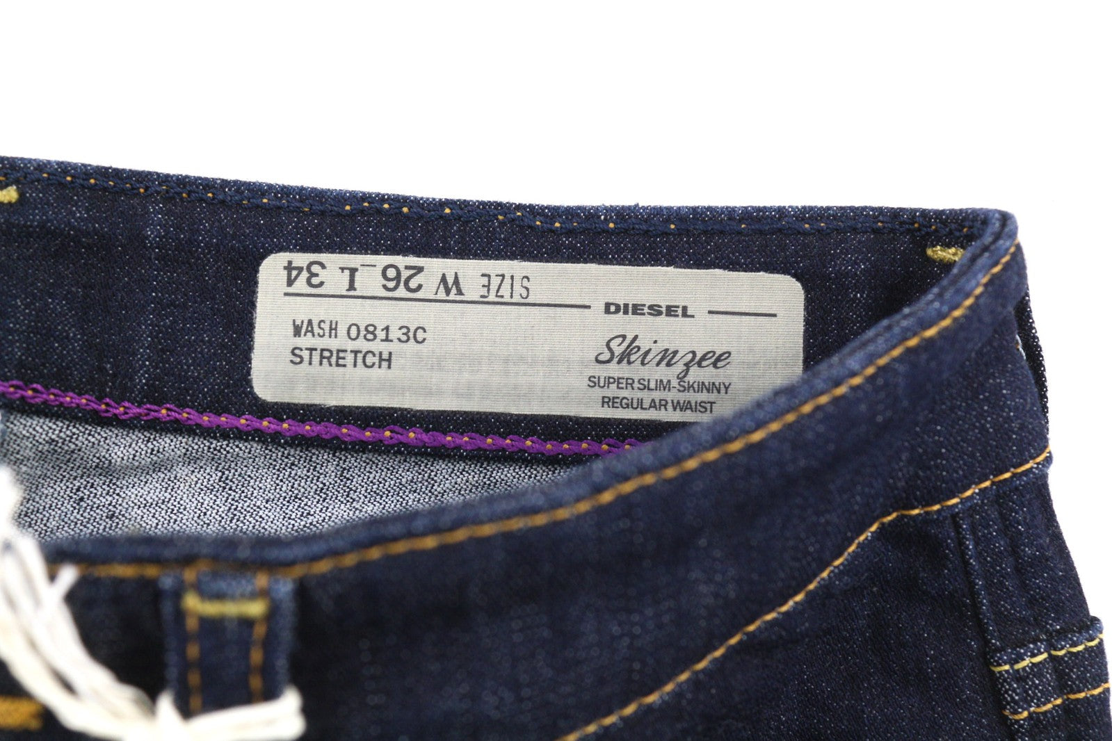 DIESEL Skinzee 0813C moteriški džinsai W26/L34 Super Slim Skinny tamsiai mėlyni, tamprūs 