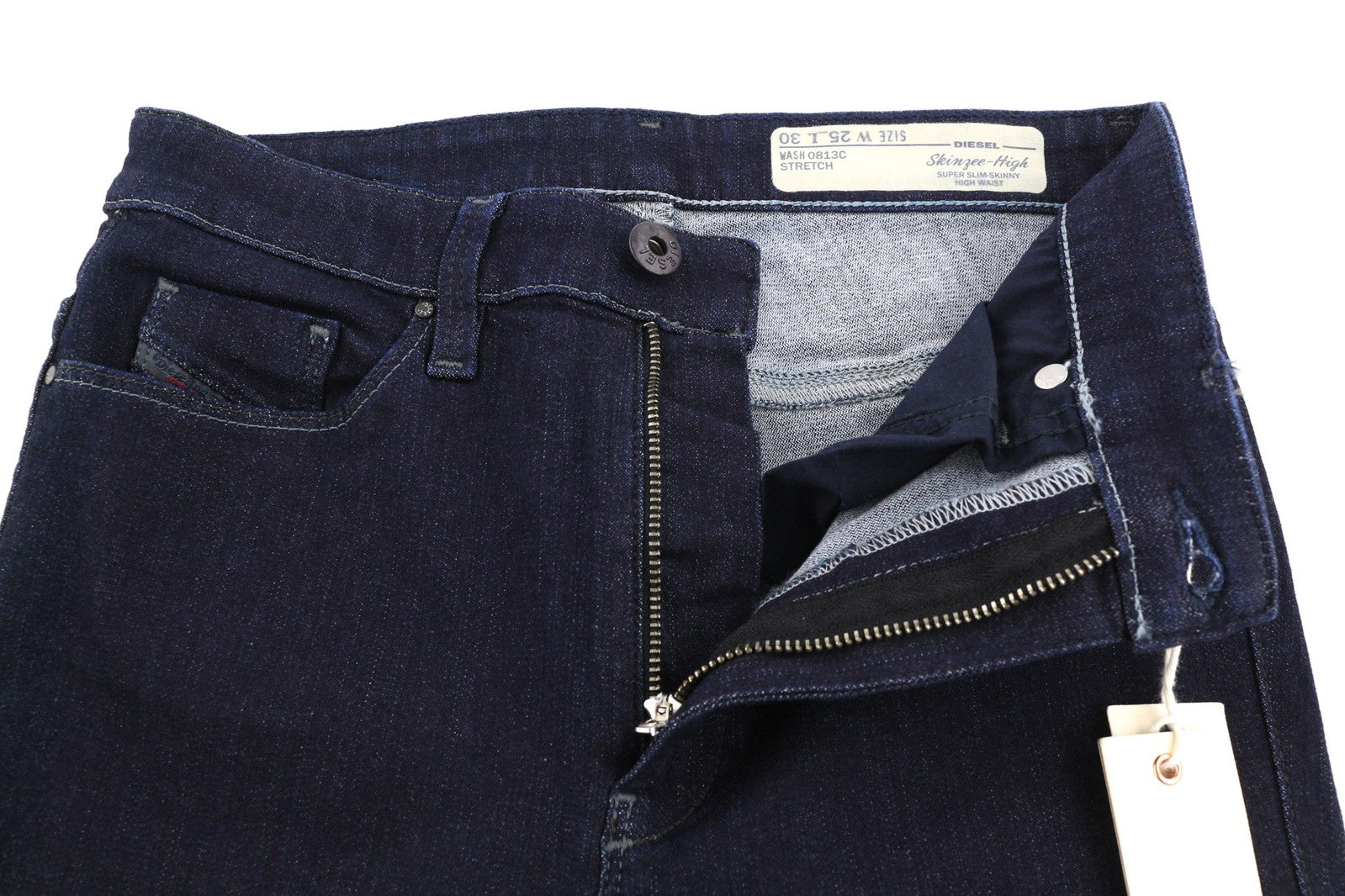 DIESEL Skinzee-High 0813C moteriški džinsai W25/L30 Super Slim Skinny mėlyni tamprūs džinsai 