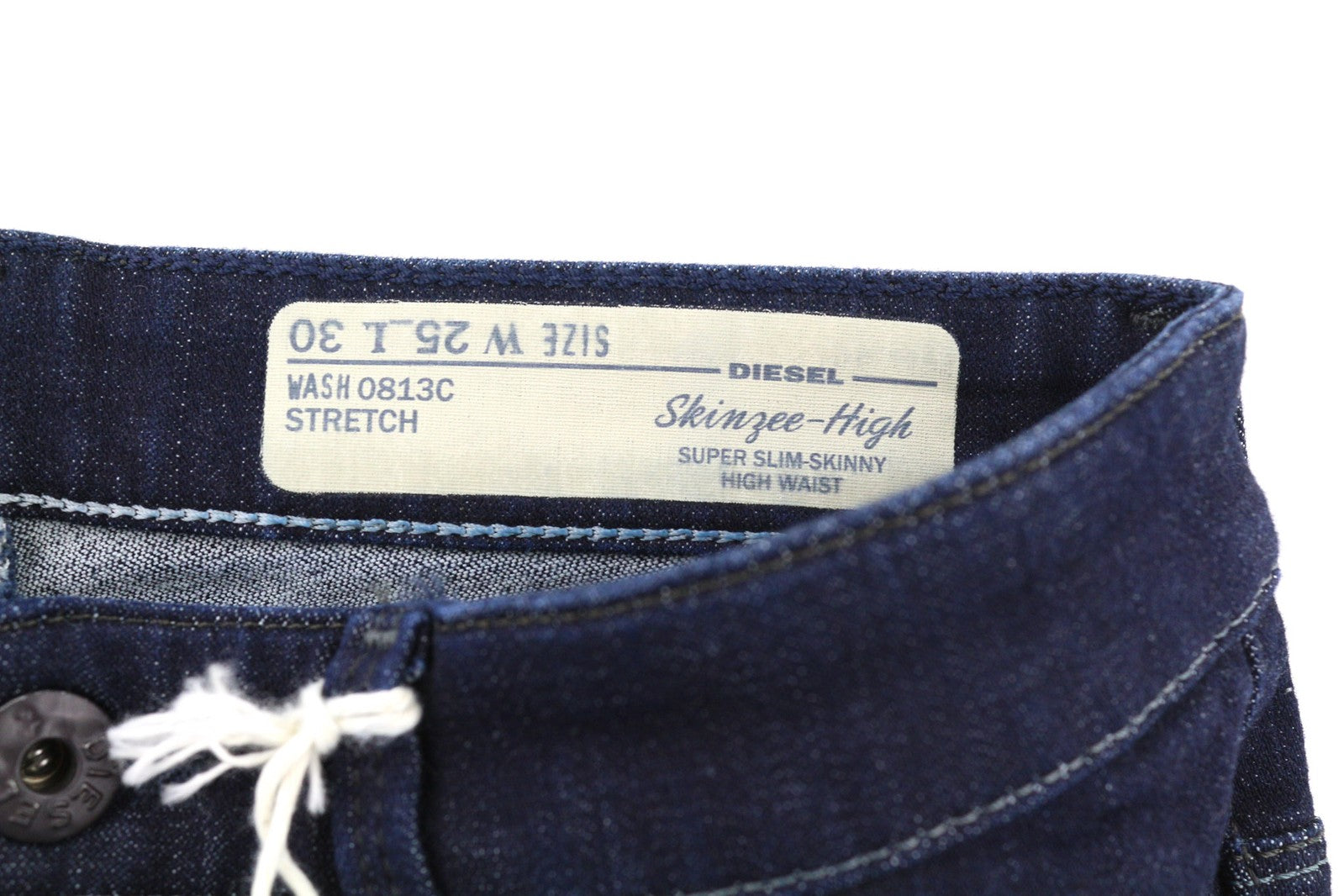 DIESEL Skinzee-High 0813C moteriški džinsai W25/L30 Super Slim Skinny mėlyni tamprūs džinsai 