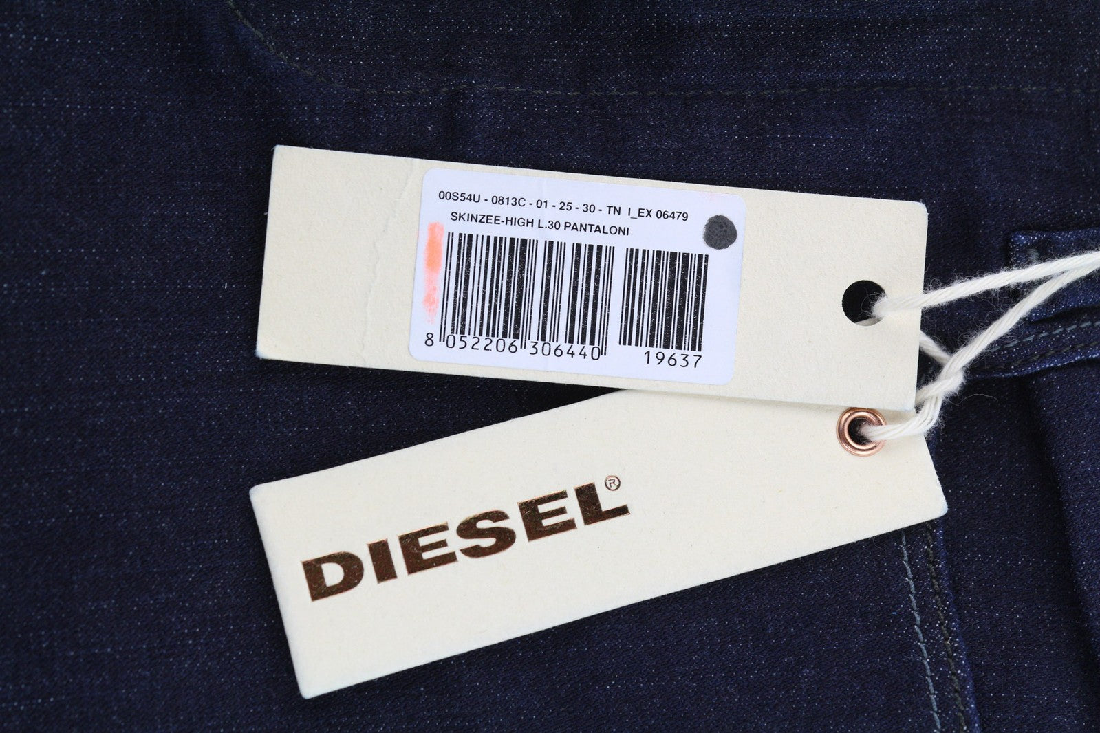 DIESEL Skinzee-High 0813C moteriški džinsai W25/L30 Super Slim Skinny mėlyni tamprūs džinsai 