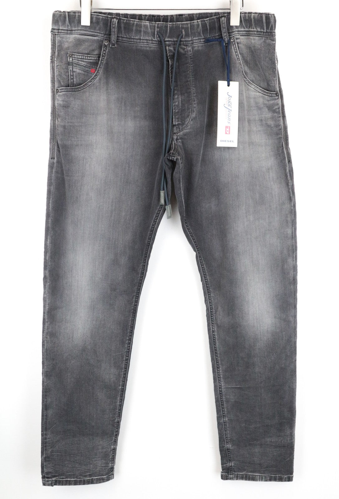 DIESEL Krooley-NE 0855B W38 vyriški pilki sportiniai džinsai su užtrauktuku ir melanžu 
