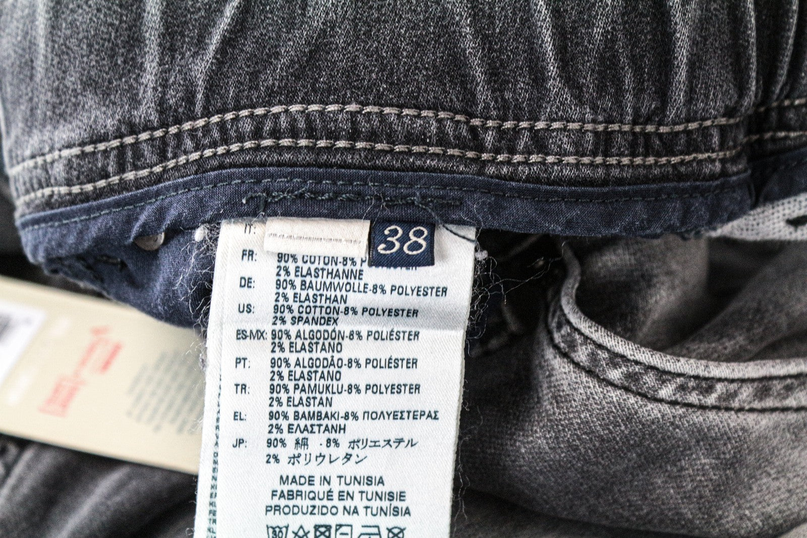 DIESEL Krooley-NE 0855B W38 vyriški pilki sportiniai džinsai su užtrauktuku ir melanžu 