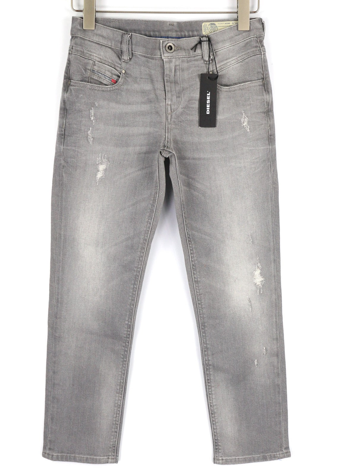 DIESEL Belthy-Ankle 0853H Women Jeans W24/L32 Slim Straight Fit Grey Distressed