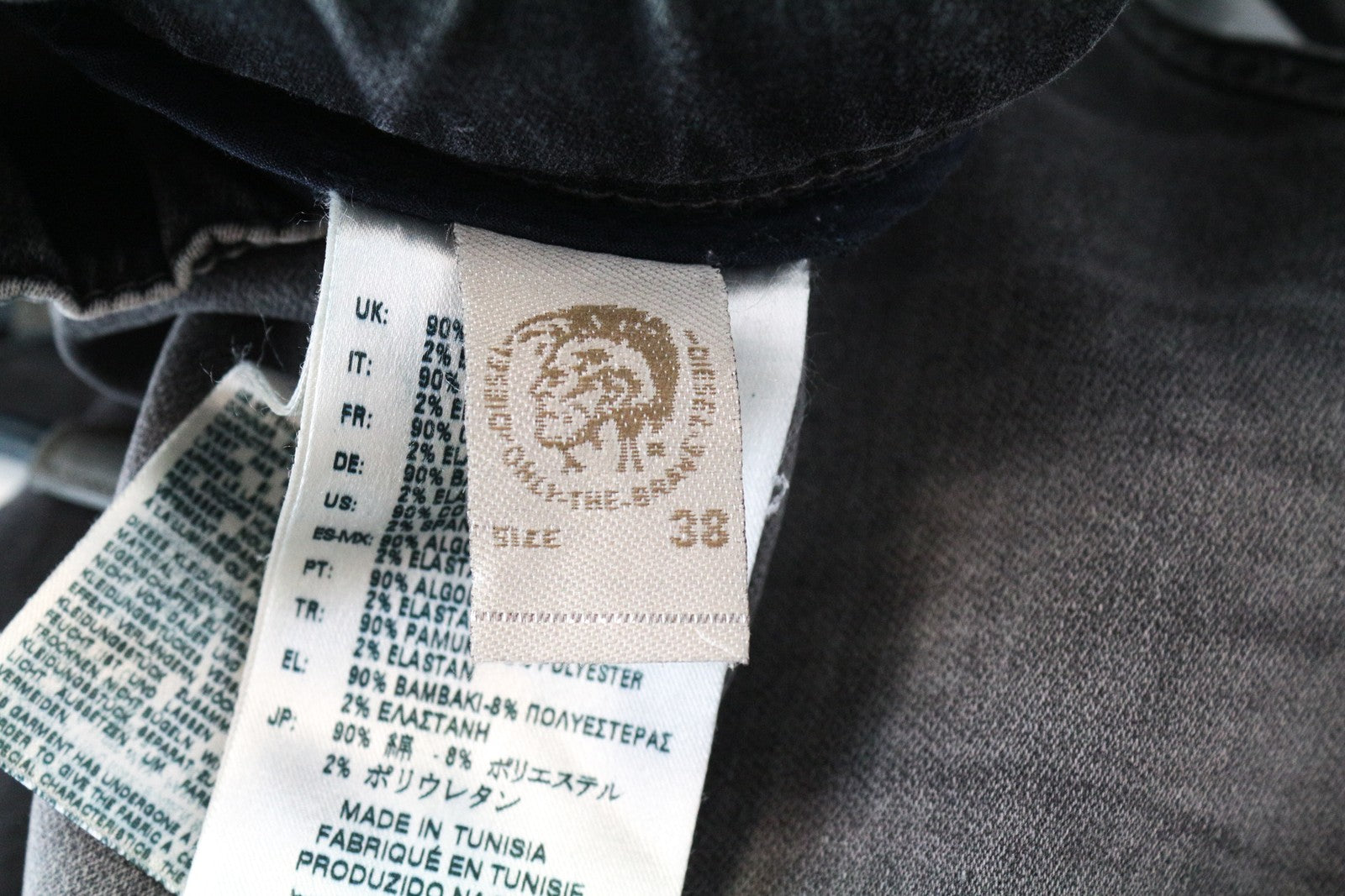 DIESEL Krooley-NE 0855B W38 Slim Carrot Stretch Jogging džinsai pilki vyriški sportiniai kelnės 