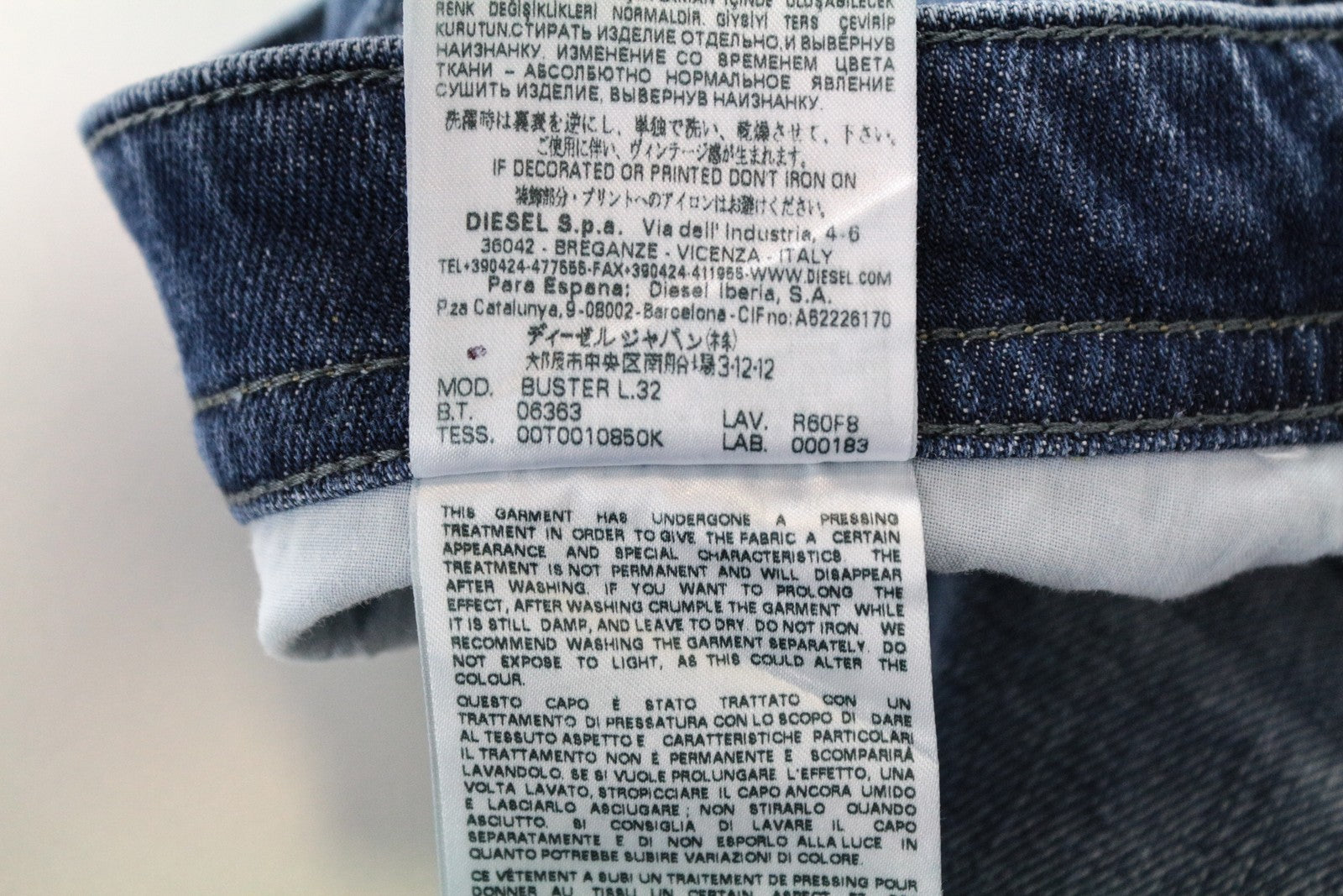 DIESEL Buster R60F8 Slim Tapered Fit vyriški džinsai, mėlyni, dirbtinio tamprumo, W28 L32 