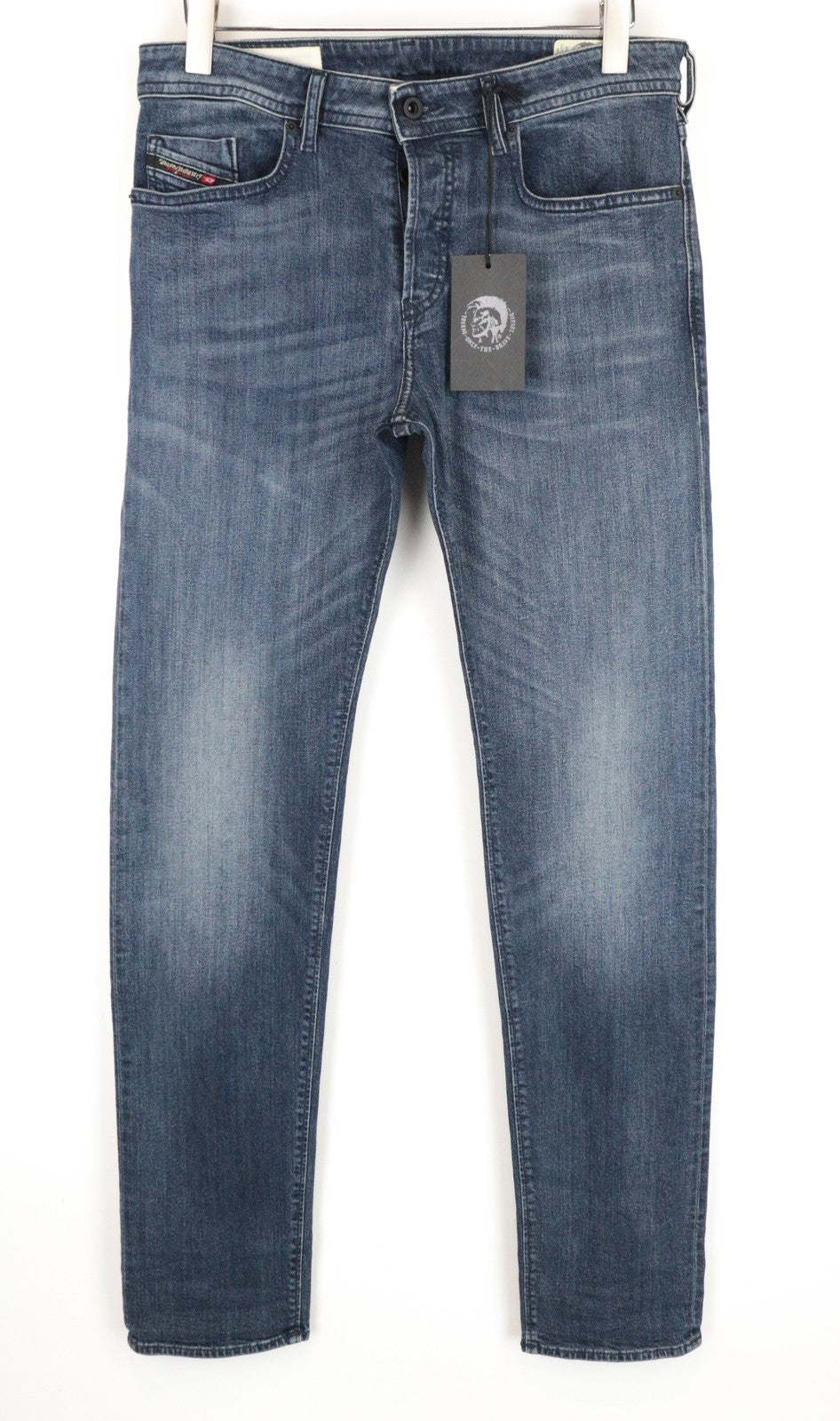 DIESEL Buster 084AS Mid-Blue W31 L34 Slim Fit siaurėjantys tamprūs džinsai su sagomis vyrams 