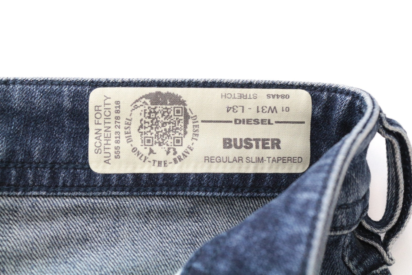 DIESEL Buster 084AS Mid-Blue W31 L34 Slim Fit siaurėjantys tamprūs džinsai su sagomis vyrams 