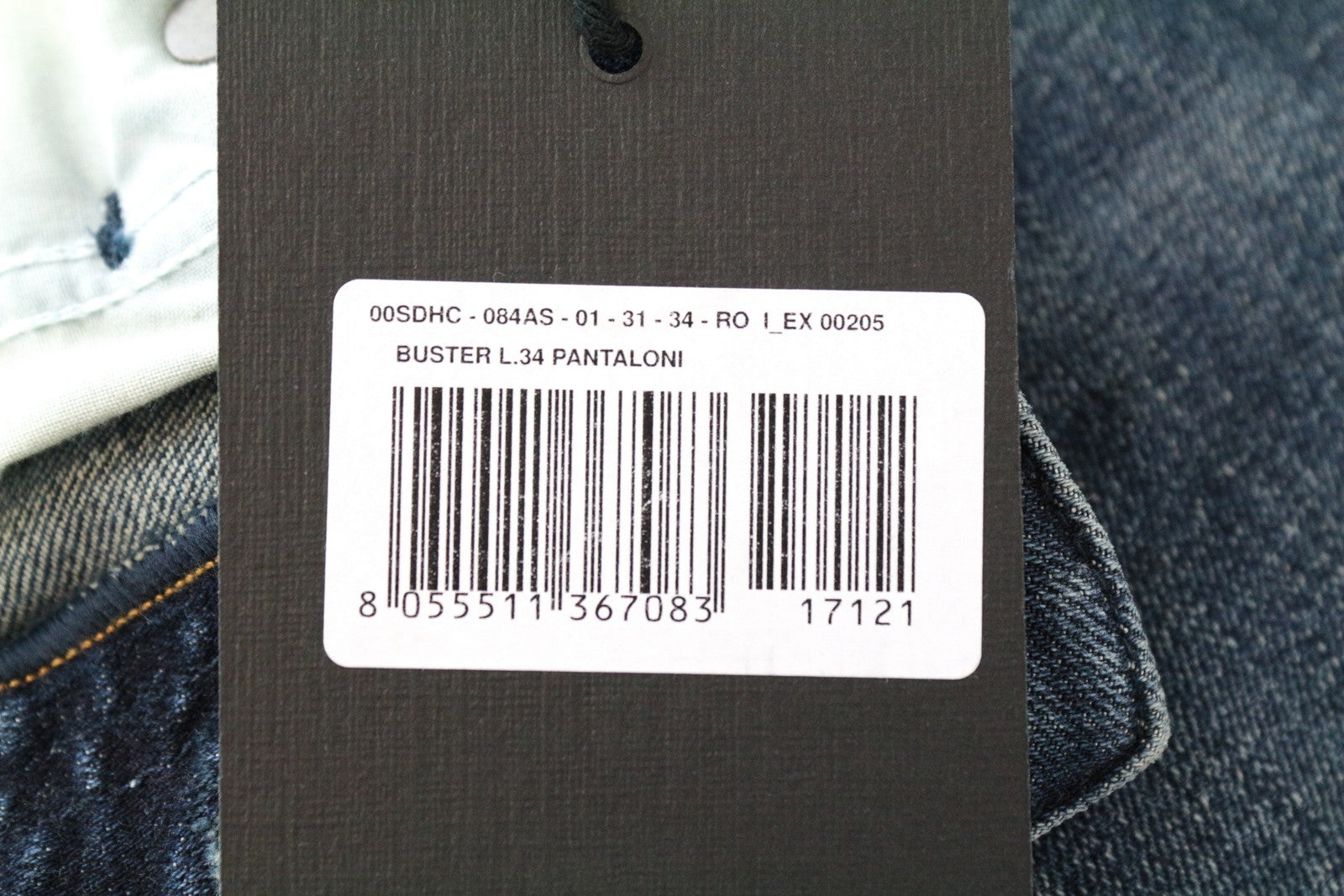 DIESEL Buster 084AS Mid-Blue W31 L34 Slim Fit siaurėjantys tamprūs džinsai su sagomis vyrams 