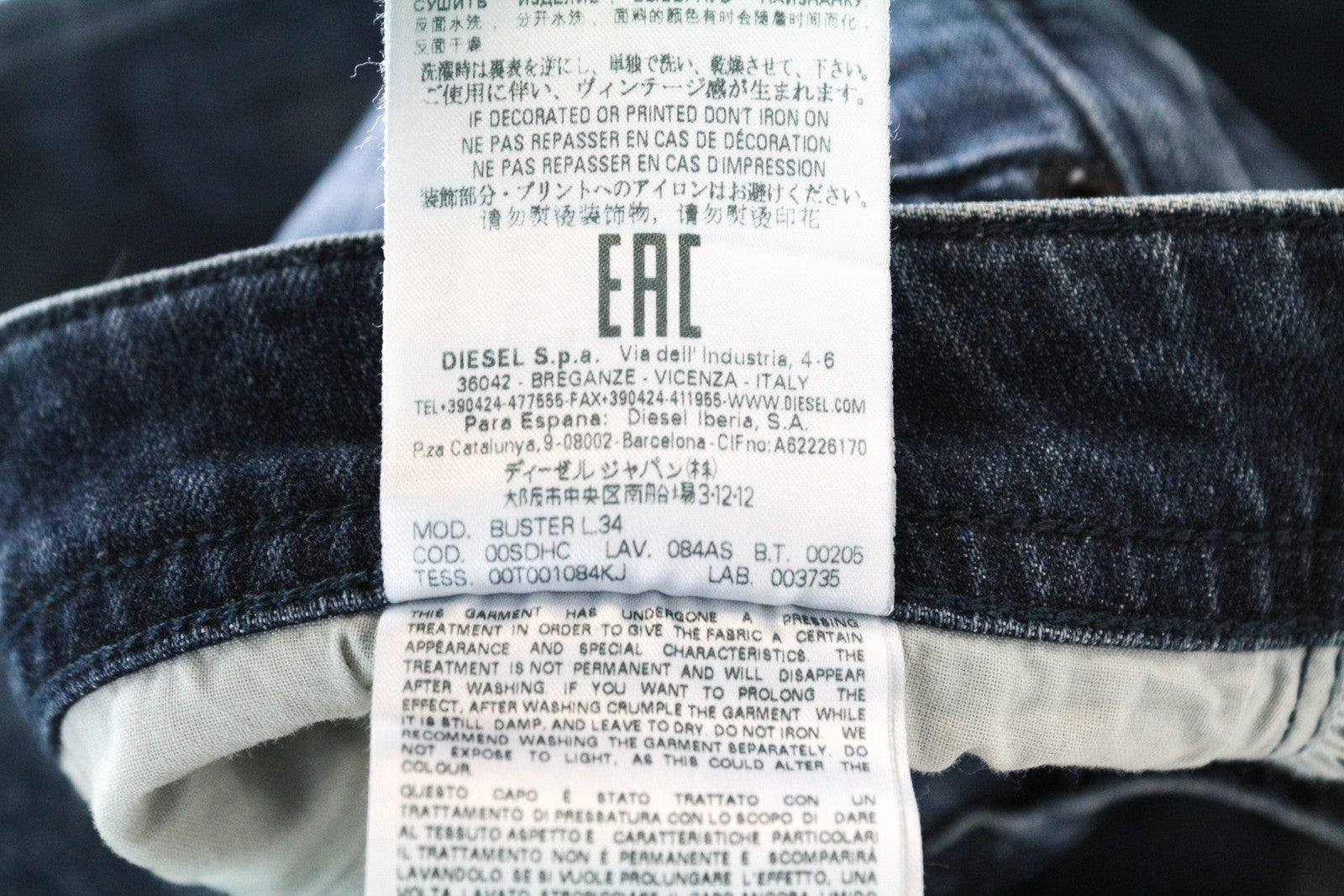 DIESEL Buster 084AS Mid-Blue W31 L34 Slim Fit siaurėjantys tamprūs džinsai su sagomis vyrams 