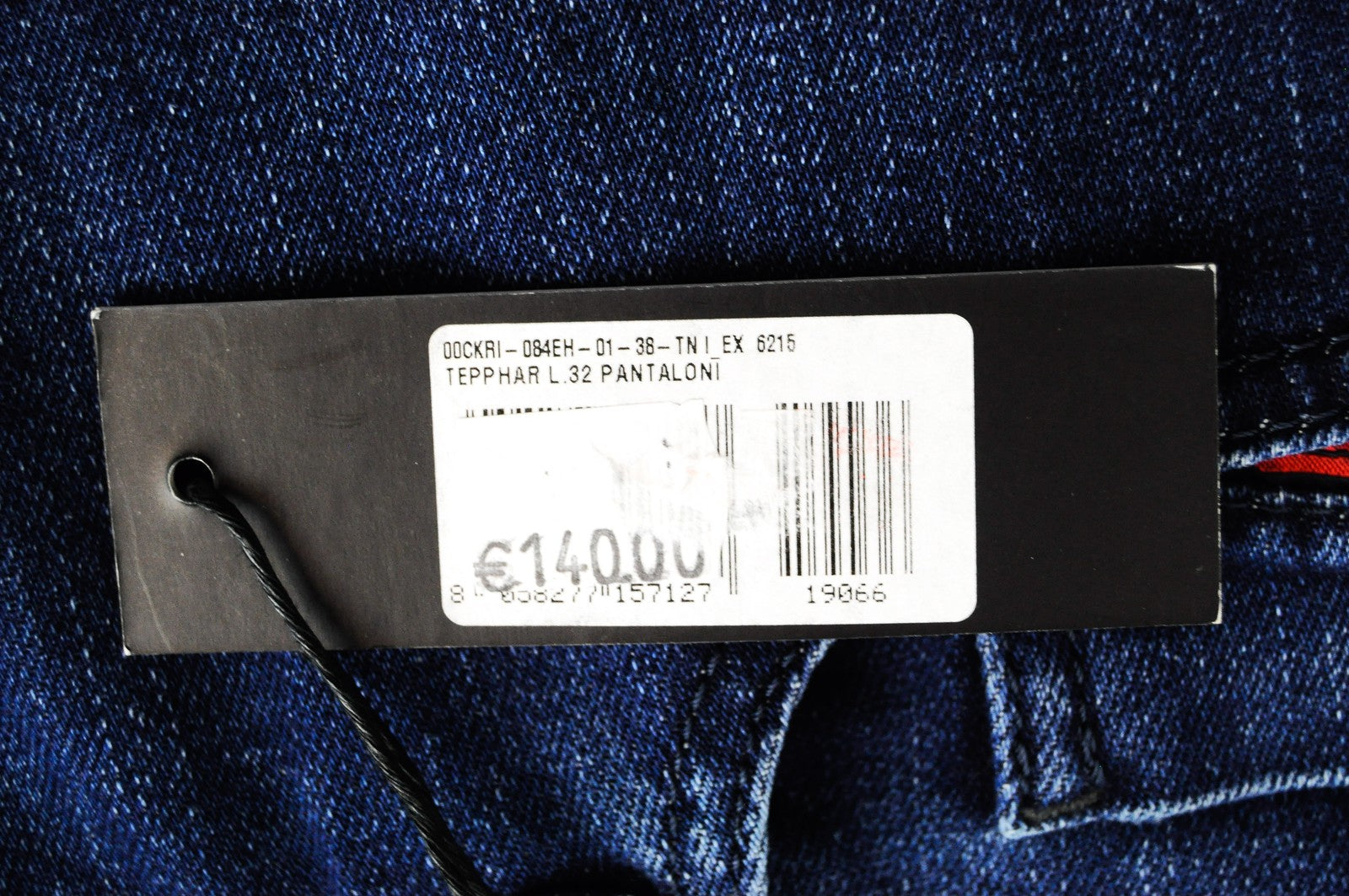 DIESEL Tepphar 084EH vyriški džinsai W38/L32 Slim morkų mėlynos spalvos, tamprios medvilnės 