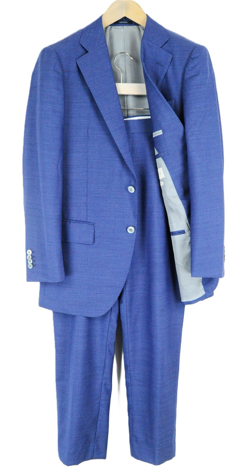 SUITSUPPLY Lazio Men's Suit UK40R Blue Wool Two Piece Slim Formal Cut