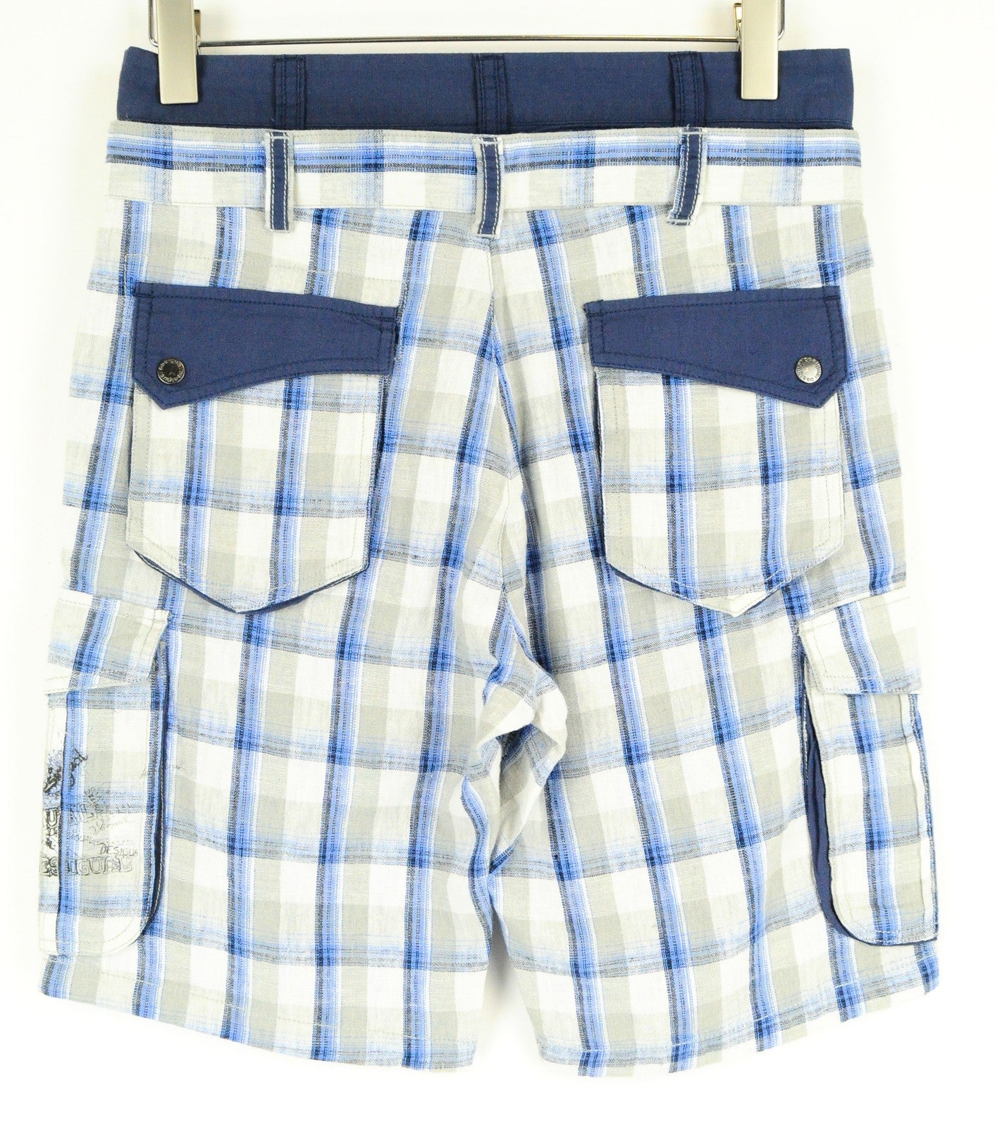 DESIGUAL Pant Paul Men's Shorts 28 Linen Cotton Summer Check Cargo Look