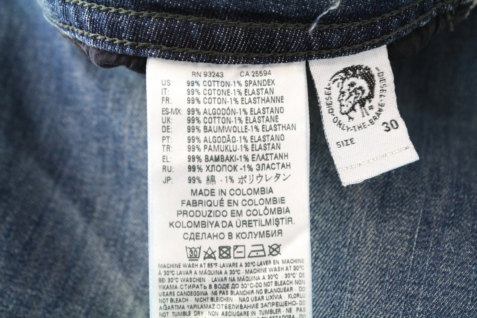 DIESEL Buster CN021 vyriški džinsai W30/L30 Mid-Blue Urban Denim su sagomis ir plonais užsegimais 